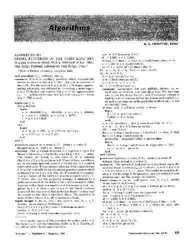 Algorithm 236, Bessel functions of the 1st kind