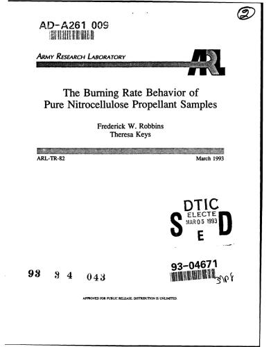 The Burning Rate Behavior of Pure Nitrocellulose Propellant Samples