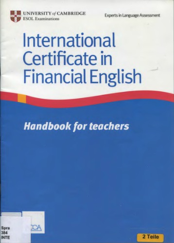 ESOL Examinations. International Certificate in Financial English. Handbook for Teachers