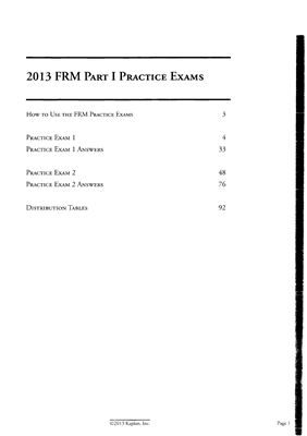 FRM Part I Schweser practice exams 2013