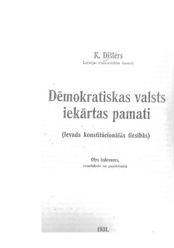 Dēmokratiskas valsts iekārtas pamati (Ievads konstitūcionālās tiesībās)