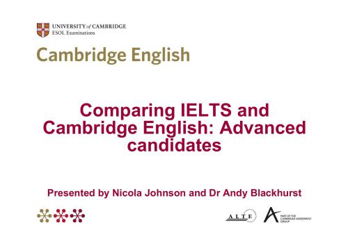 Comparing IELTS and Cambridge English: Advanced candidates