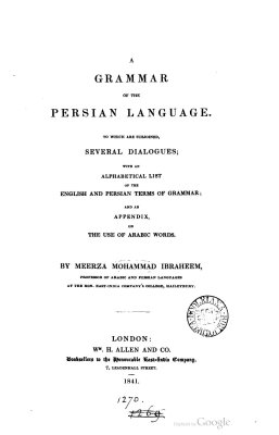 A Grammar of the Persian Language