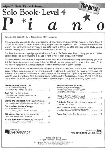 Alfred's Basic Piano Course. Top Hits! Solo Book (Level 4)