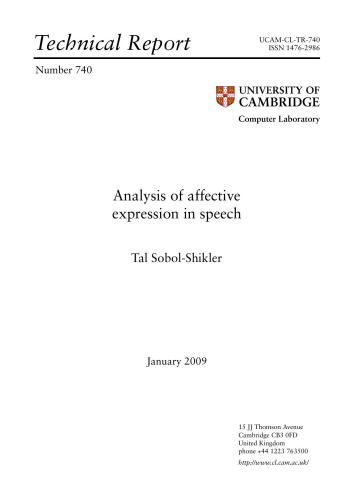 Analysis of affective expression in speech