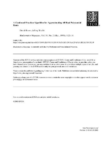 Continued fraction algorithm for approximation real polynomial roots