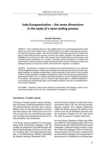 Indo-Europeanization - the seven dimensions in the study of a never-ending process