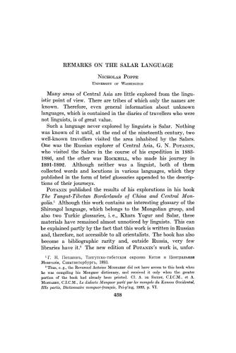 Remarks on the Salar language