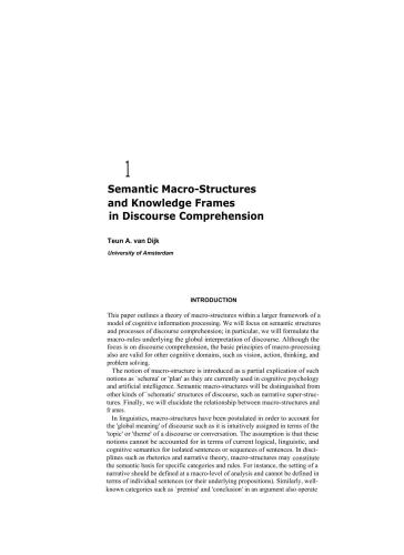 Semantic Macro-Structures and Knowledge Frames in Discourse Comprehension