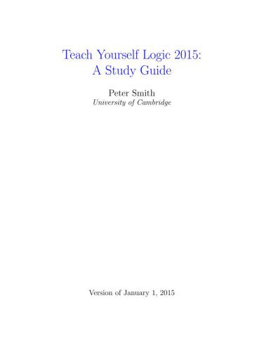 Teach Yourself Logic: a stude guide 2015