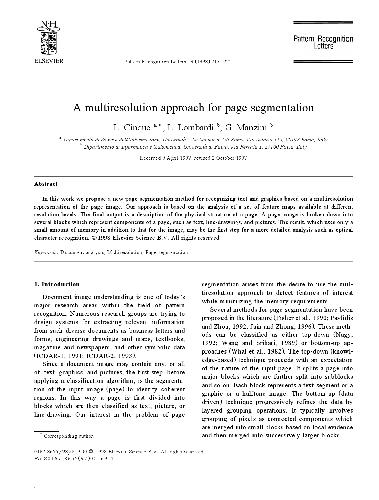 Multiresolution approach for page segmentation