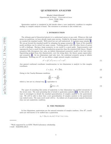 Quaternion analysis