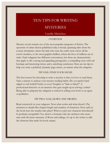 Ten tips for writing mysteries