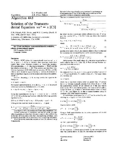 Algorithm 443. Lambert W function