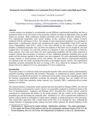 Studying the internal ballistics of a combustion driven potato cannon using high-speed video