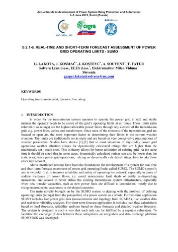 Real-Time and short-team forecast assessment of power grid operating limits - SUMO