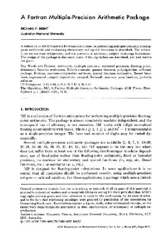 A Fortran MP Arithmetic Package