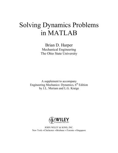 Solving Dynamics Problems in MATLAB