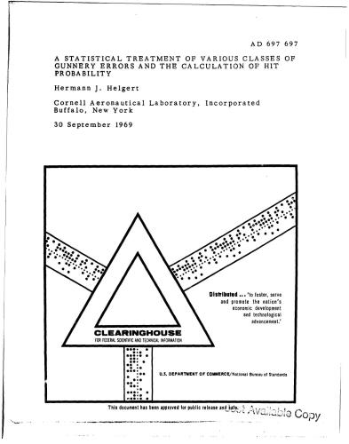 A statistical treatment of various classes of gunnery errors and the calculation of hit probability