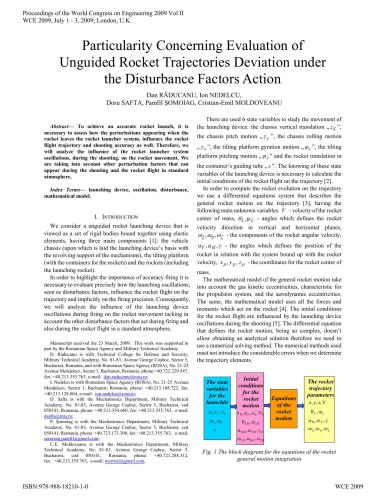 Particularity concerning evaluation of unguided rocket trajectories deviation under the disturbance factors action