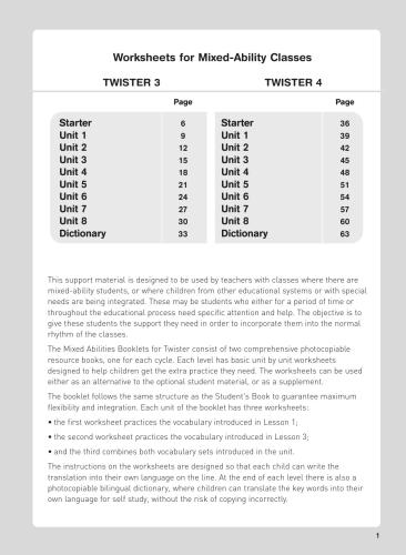 Twister 3-4 Worksheets for Mixed-Ability Classes