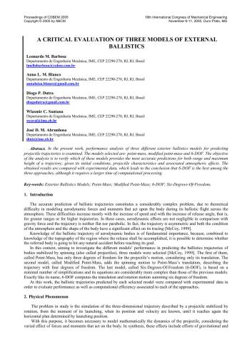 A critical evaluation of three models of external ballistic