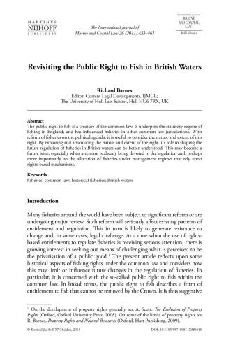 Revisiting the Public Right to Fish in British Waters