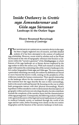 Inside Outlawry in Grettis saga Ásmundarsonar and Gísla saga Súrssonar. Landscape in the Outlaw Sagas