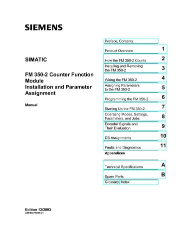 FM 350-2 Counter Function Module. Installation and Parameter Assignment