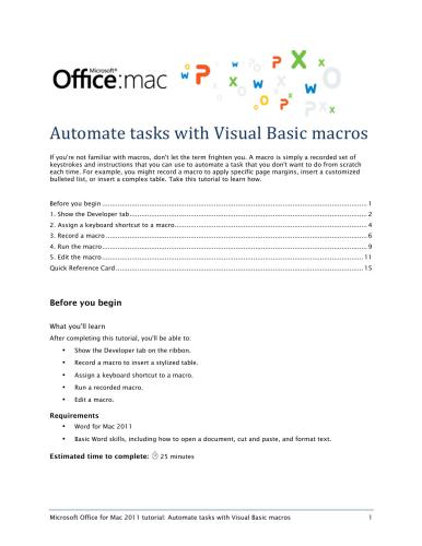 Microsoft Office for Mac 2011 tutorial: Automate tasks with Visual Basic macros