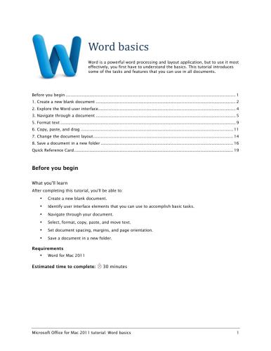 Microsoft Office for Mac 2011 Tutorial: Word Basics