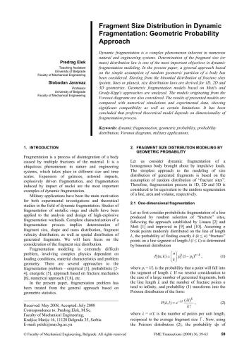 Fragment size distribution in dynamic fragmentation: geometric probability approach