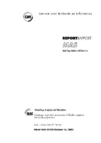 Convergent asymptotic expansions of Charlier, Laguerre and Jacobi polynomials (2003, MAS-E0320)