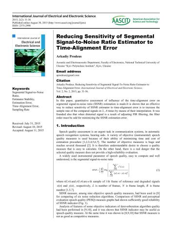 Reducing Sensitivity of Segmental Signal-to-Noise Ratio Estimator to Time-Alignment Error