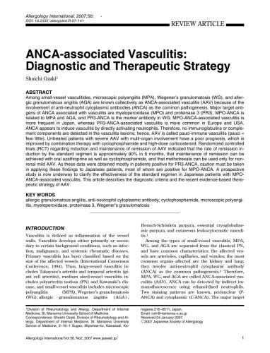 ANCA-associated Vasculitis: Diagnostic and Therapeutic Strategy