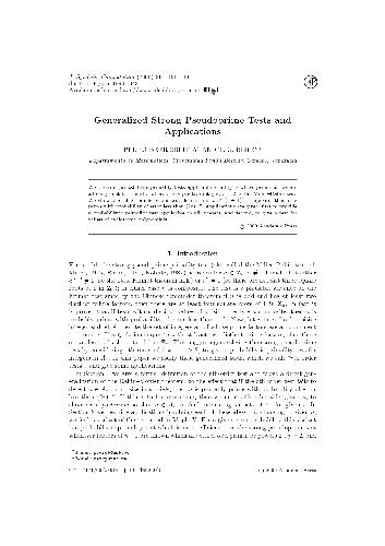 Generalized strong pseudoprime tests and applications