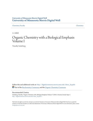 Organic Chemistry with a Biological Emphasis Volume I