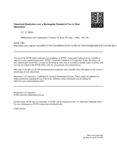 Numerical quadrature in n dimensions - 2