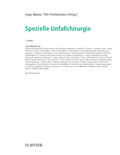 Spezielle Unfallchirurgie. Interdisziplinäre Diagnose- und Behandlungsstrategien