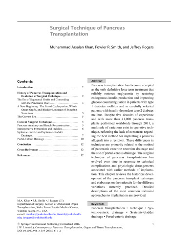 Contemporary Pancreas Transplantation