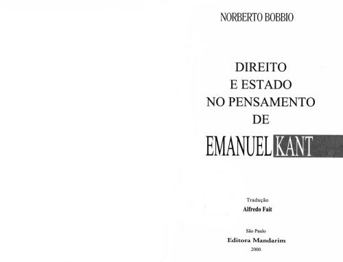 Direito e Estado no Pensamento de Emanuel Kant