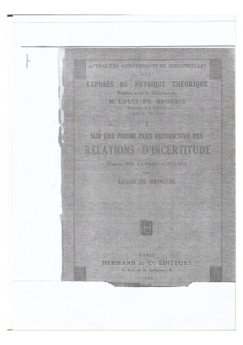 Sur une forme plus restrictive des relations d’incertitude