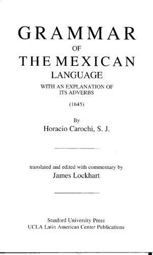 Grammar of the Mexican Language