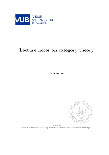 Lecture notes on category theory [Lecture notes]