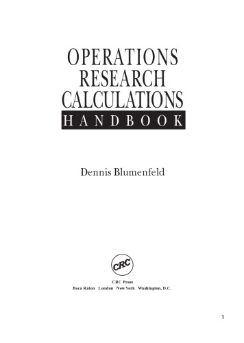 Operations Research Calculations Handbook