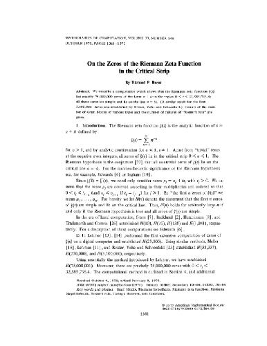 rpb047 Zeros of the Riemann zeta function