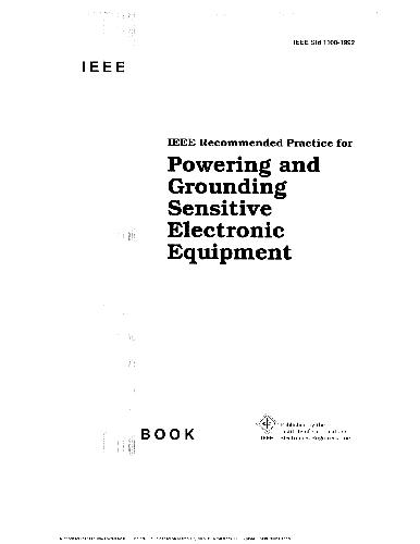 IEEE Std 1100-1992, IEEE Recommended Practice for Powering and Grounding Sensitive Electronic Equipment