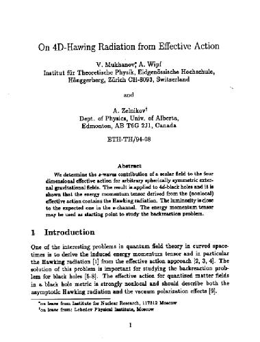 On 4D Hawking radiation from effective action