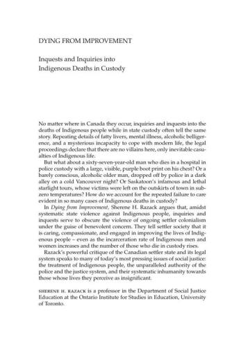 Dying from improvement : inquests and inquiries into Indigenous deaths in custody