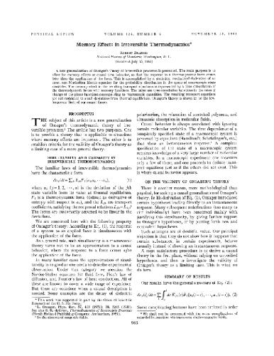 Memory effects in irreversible thermodynamics